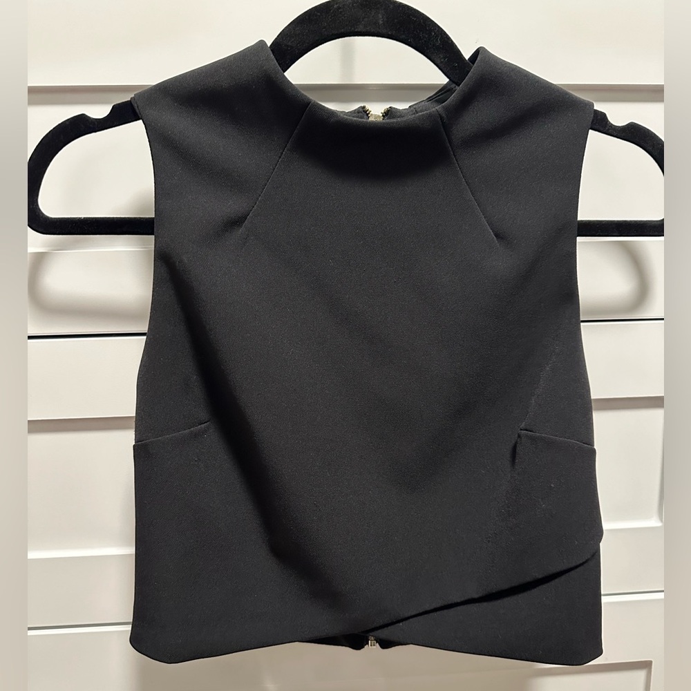 Topshop Crop Top Black  Thick top with zippered back US 6